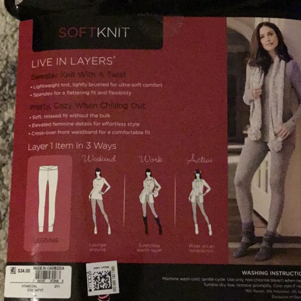 Cuddl Duds Warm Layers Soft Knit Leggings Marled Dark Grey Small - Picture 2 of 6